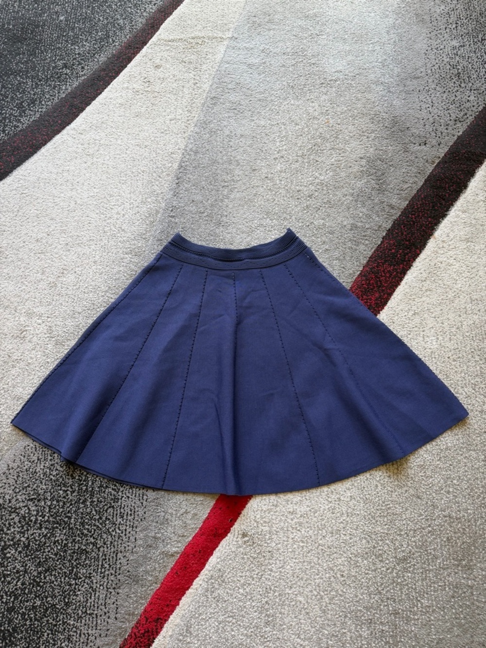 Sandro Paris Navy Blue Pointelle Knit A Line Mini Skirt